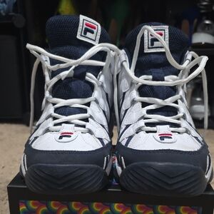 Fila Navy and White High-Top Sneakers